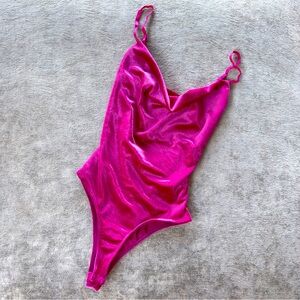 Velour Super Soft Stretchy Slouch Neckline Velvet Bodysuit